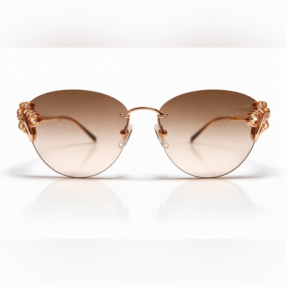 Versace VE2196B Rose Gold Cat Eye Sunglasses with Brown Gradient Lenses